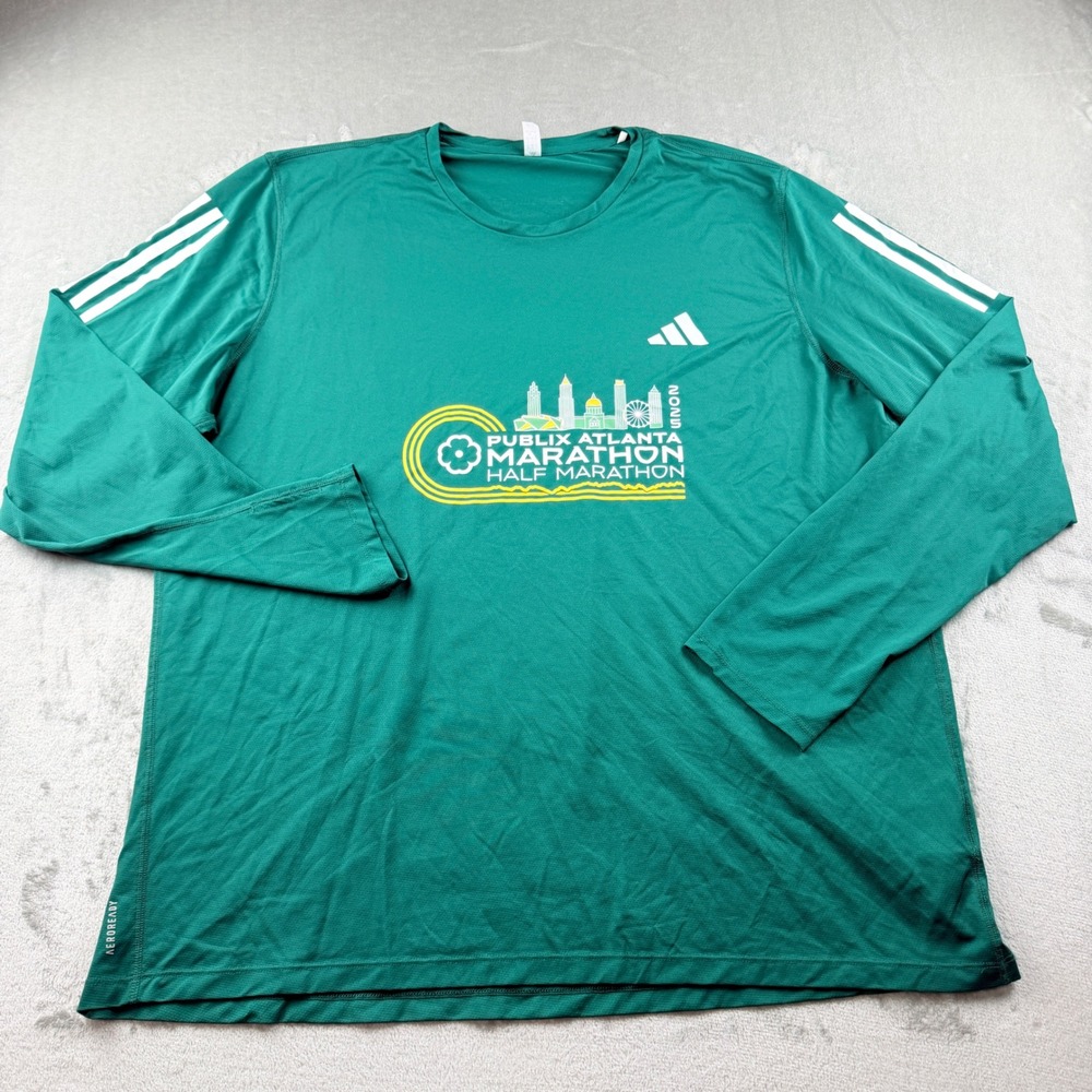 Adidas 2023 Atlanta Marathon Green Shirt Women's 2XL Long Sleeve Aeroready